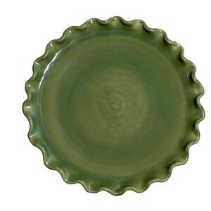 Vintage Pot Luck Plate Ruffle Green Buffet Platter Charger 13”
